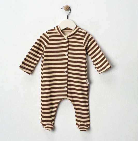 PAMIRA Bebek Unisex Çıtçıt Kapamalı Patikli Çizgili Tulum