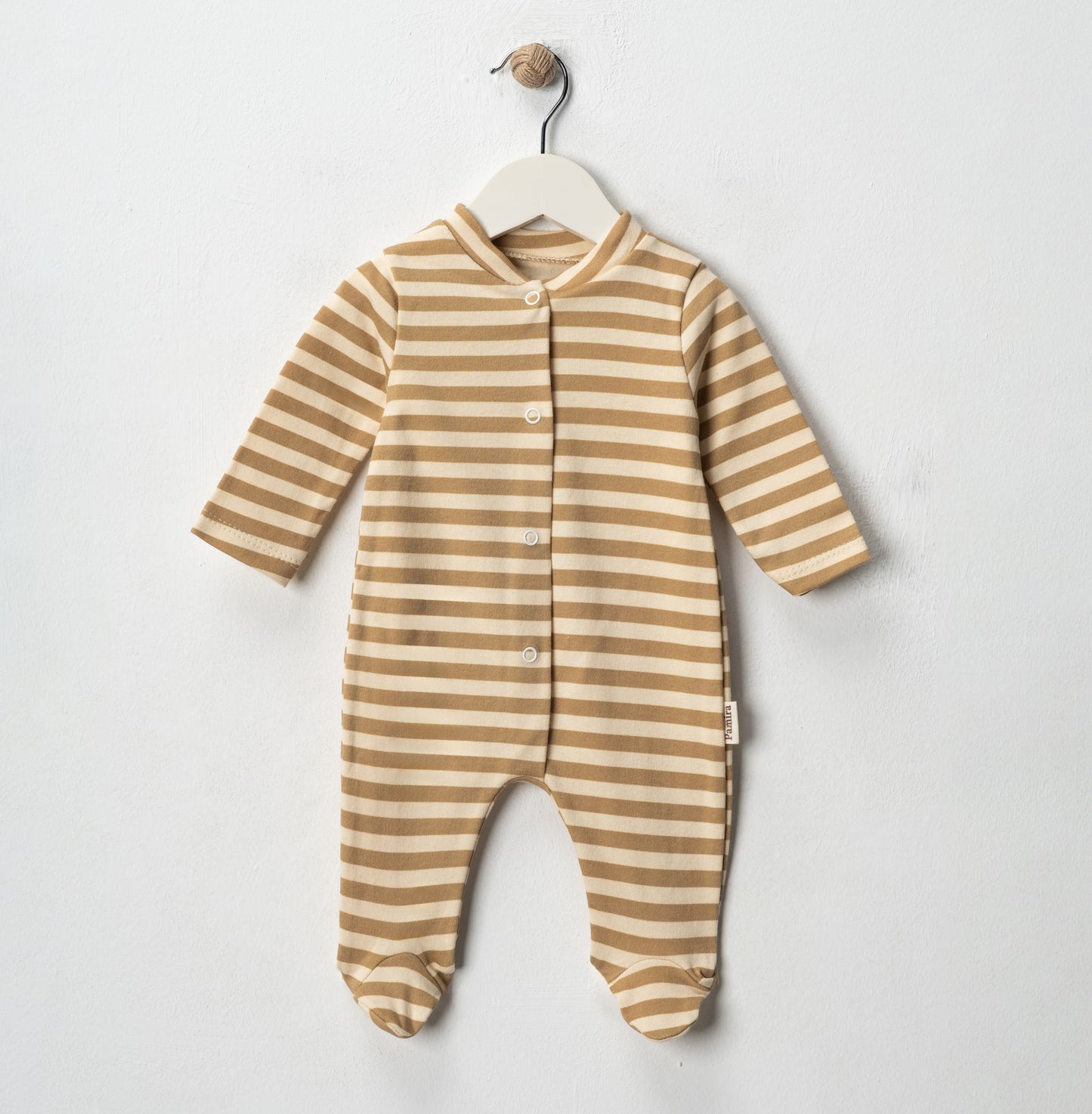 PAMIRA Bebek Unisex Çıtçıt Kapamalı Patikli Çizgili Tulum