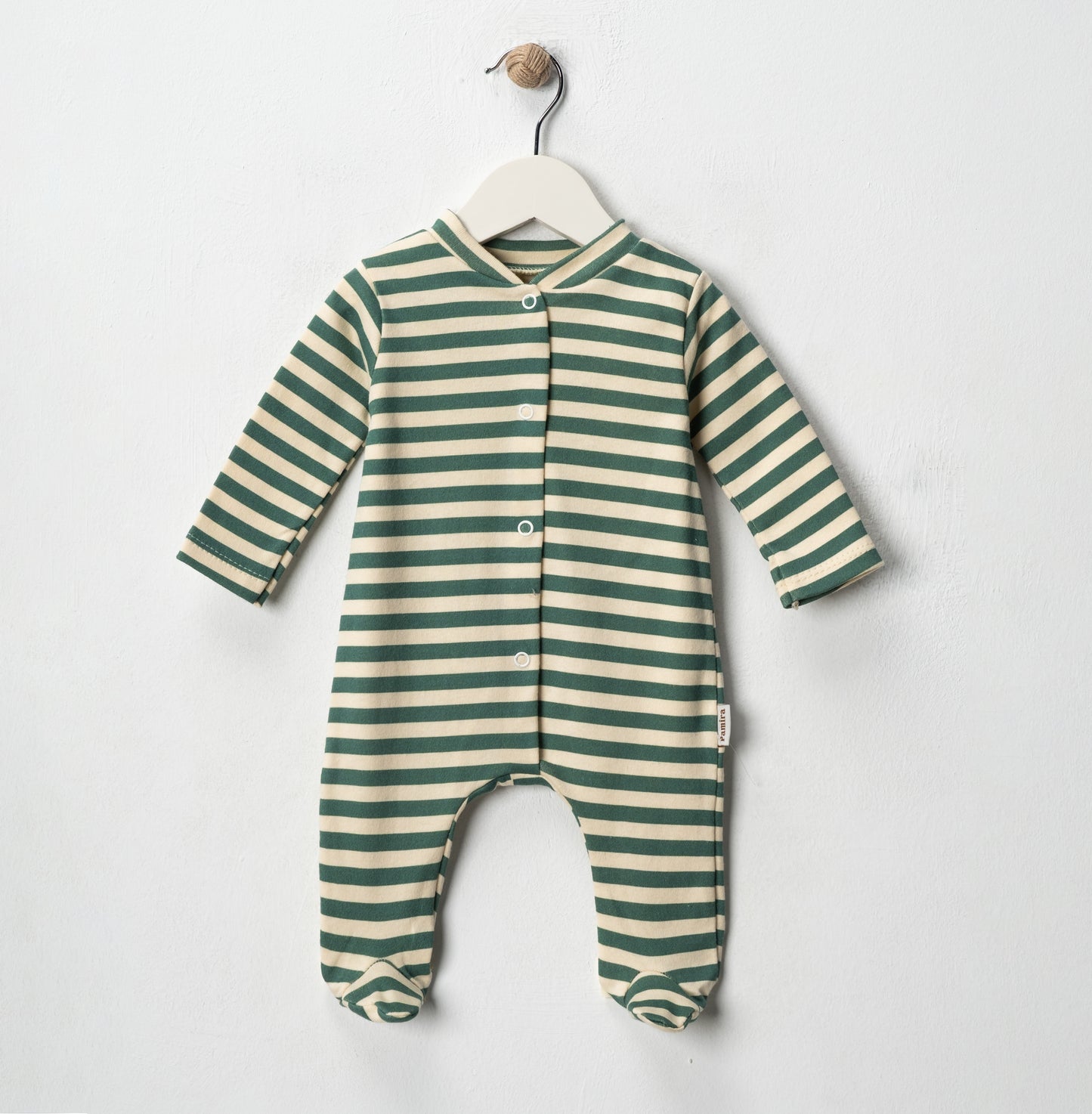 PAMIRA Bebek Unisex Çıtçıt Kapamalı Patikli Çizgili Tulum