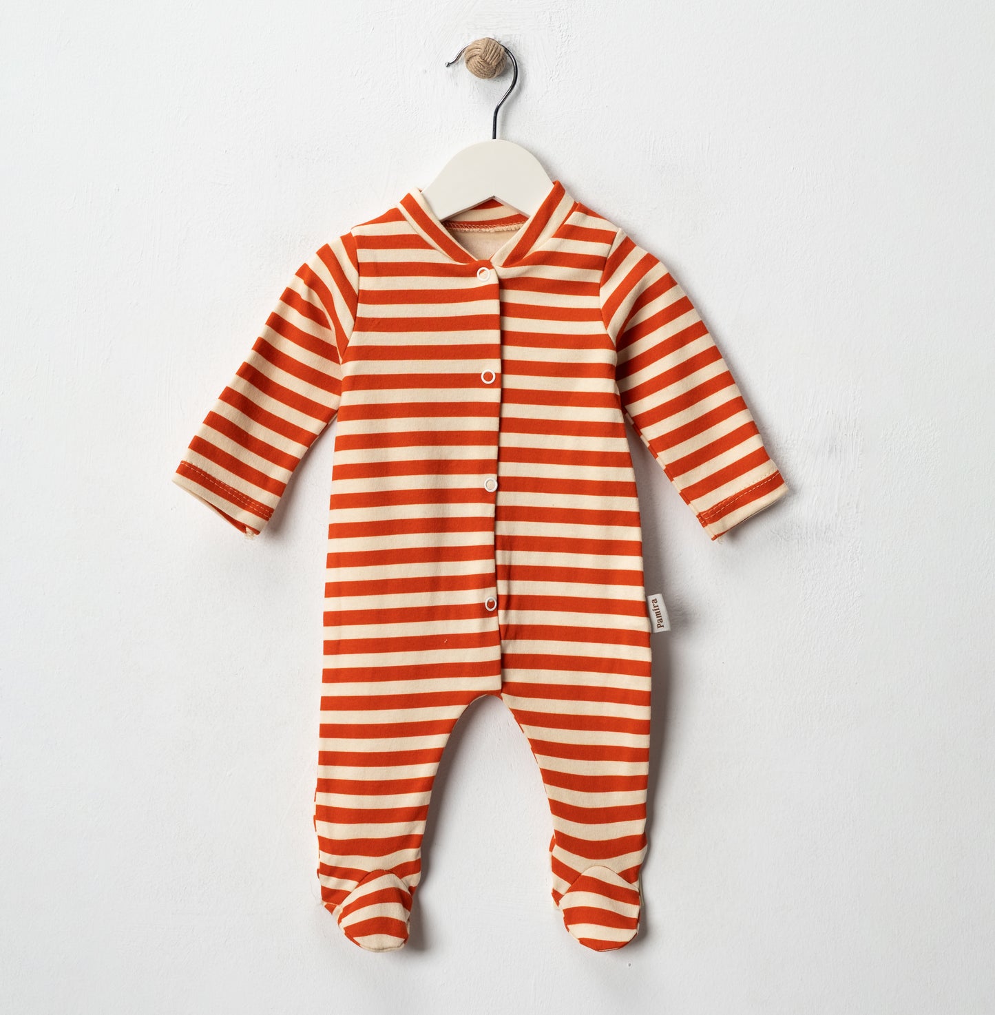 PAMIRA Bebek Unisex Çıtçıt Kapamalı Patikli Çizgili Tulum